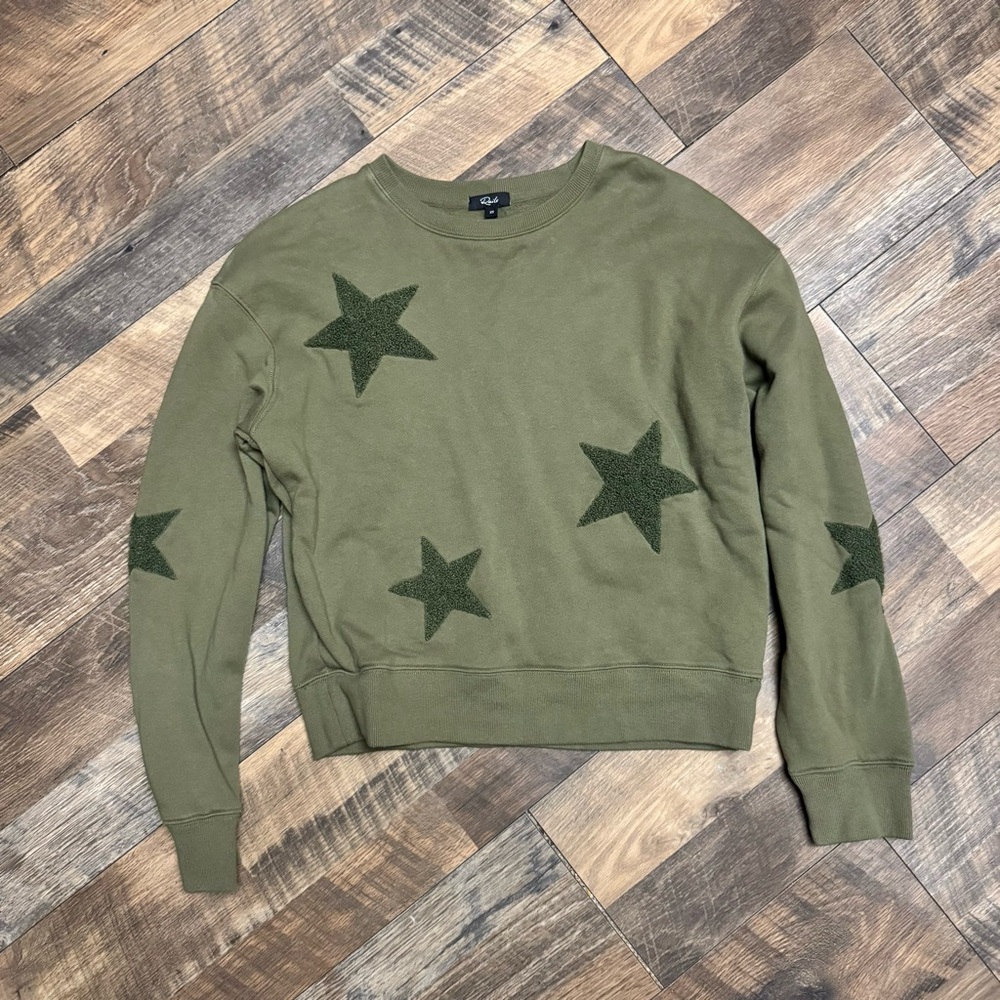 Rails Olive Crewneck Sweater with Star Design